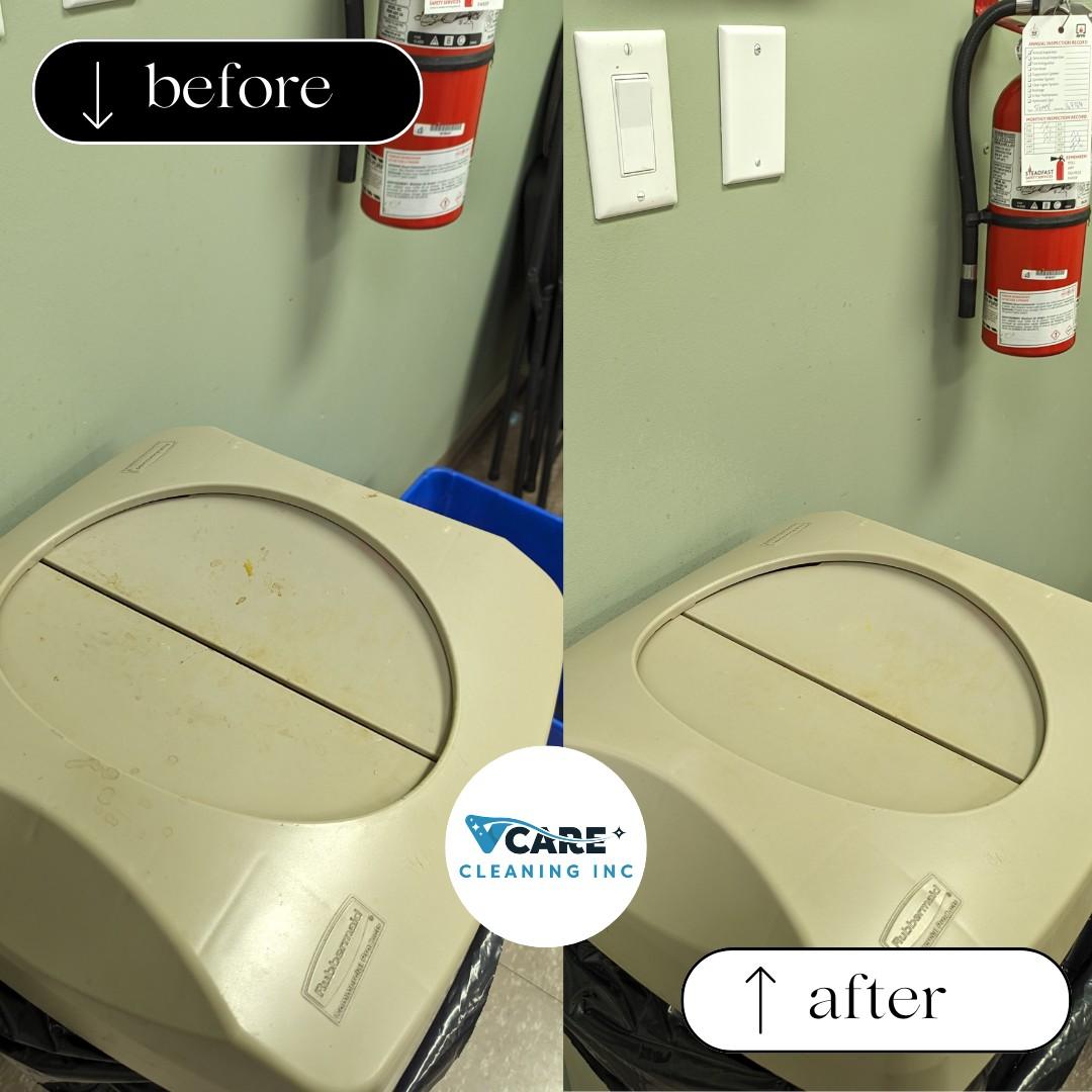 Before and after washroom cleaning