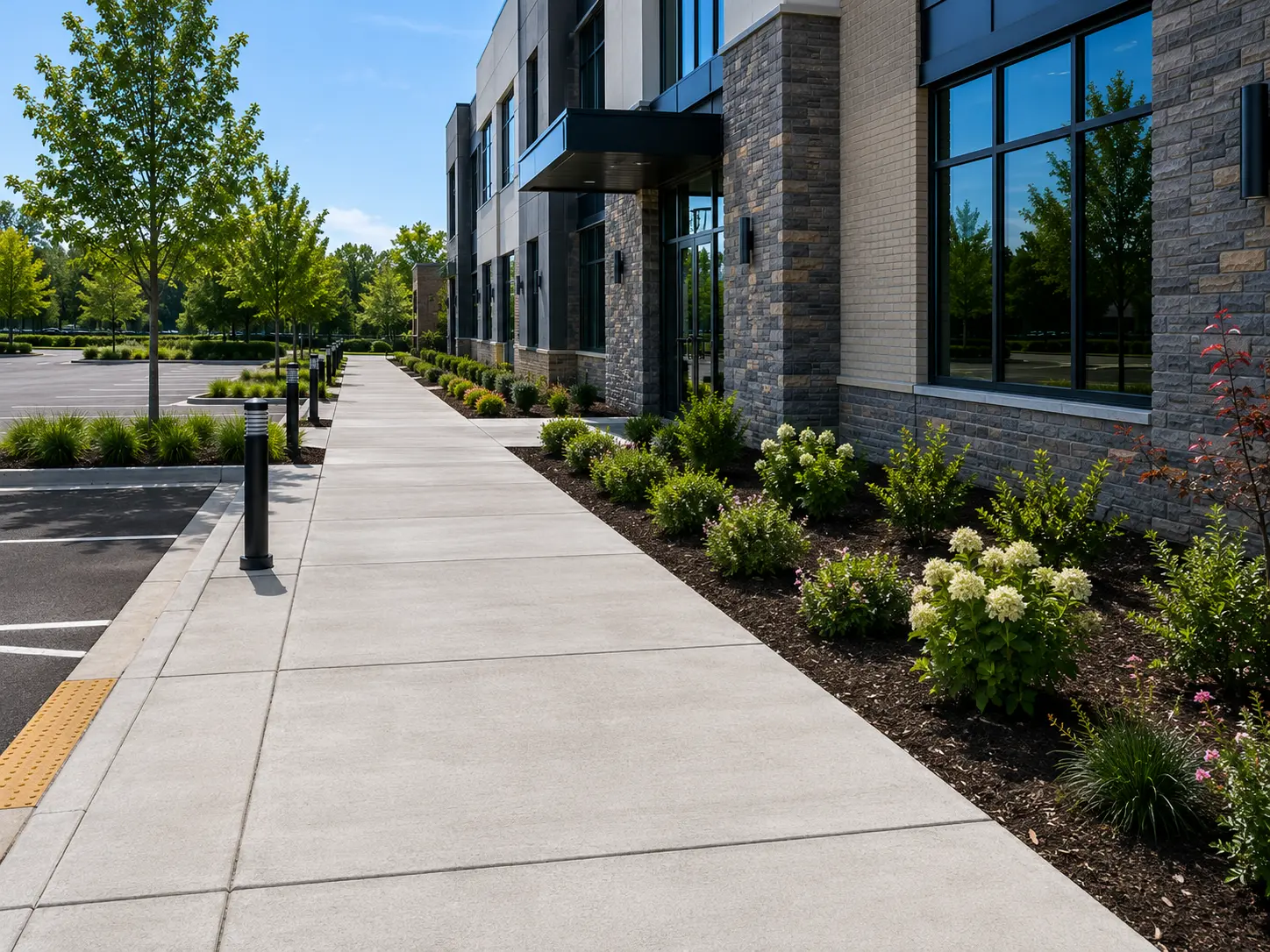 Concrete sidewalks and walkways