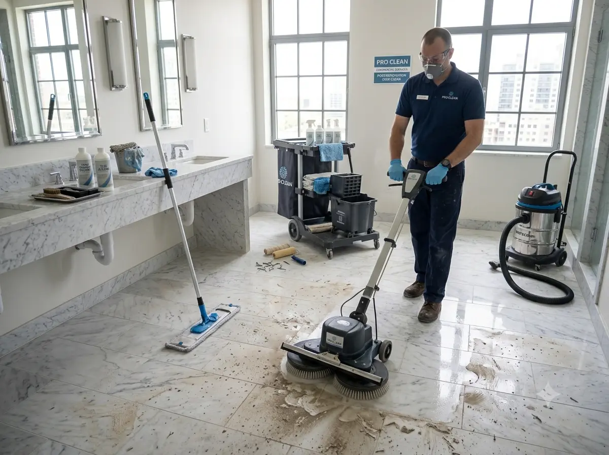 Floor cleaning after a commercial renovation