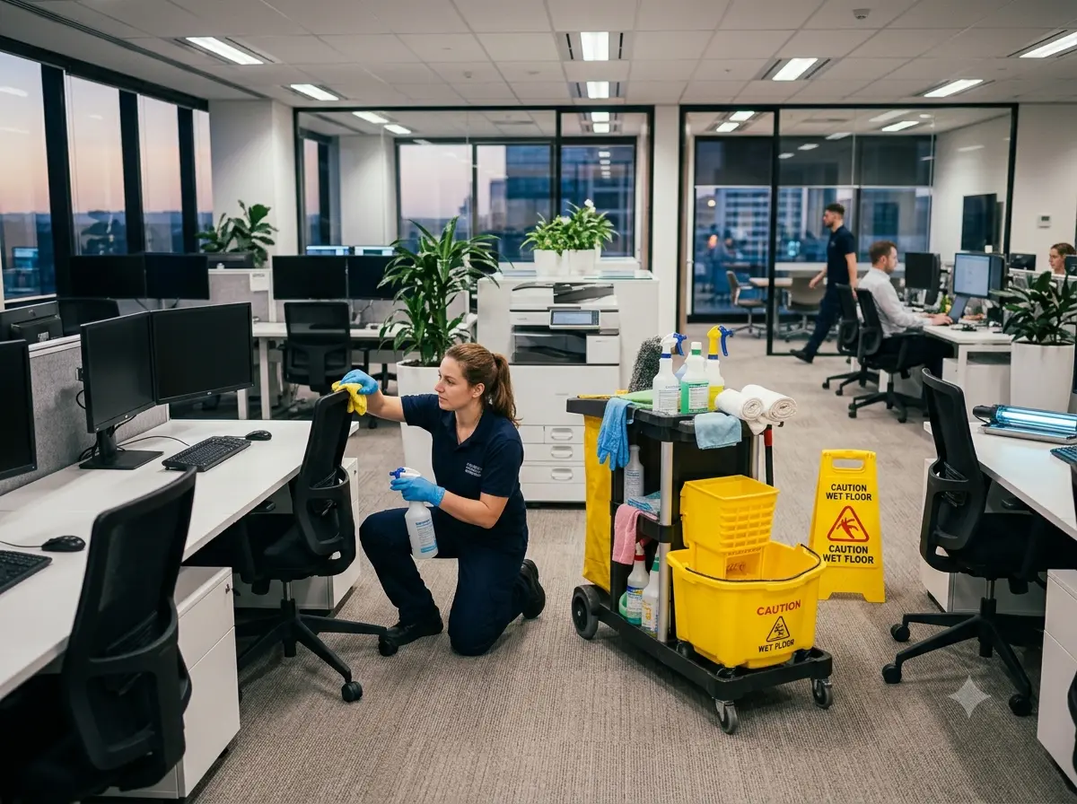 High touch surface disinfection in a commercial office