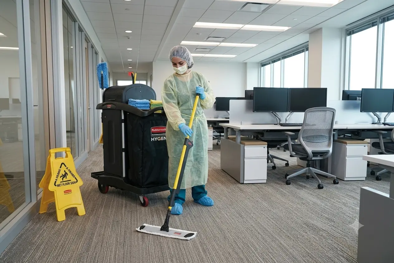 Infection prevention cleaning in a commercial facility