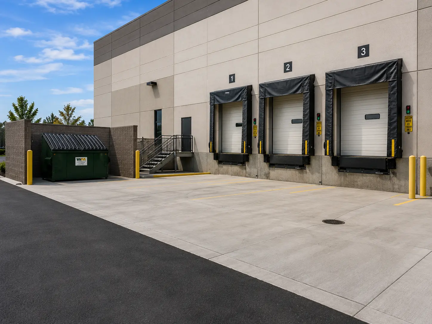 Loading dock and dumpster pad area