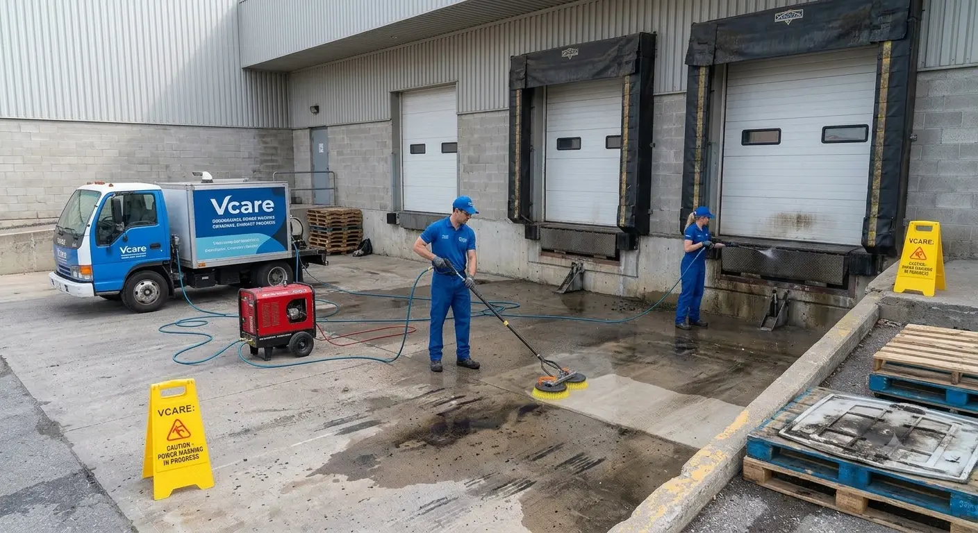 Loading dock area being cleaned