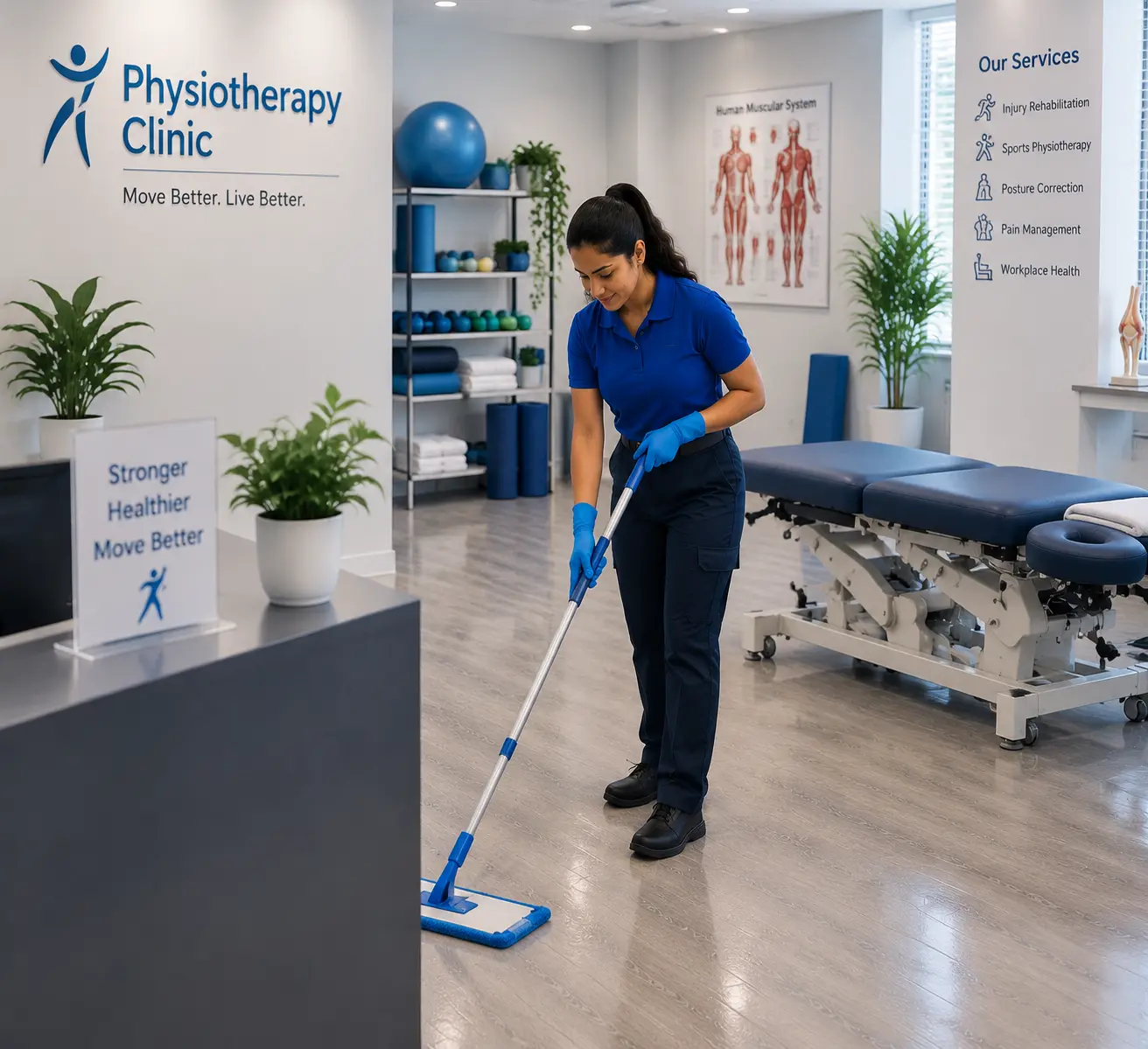 Physiotherapy clinics cleaning